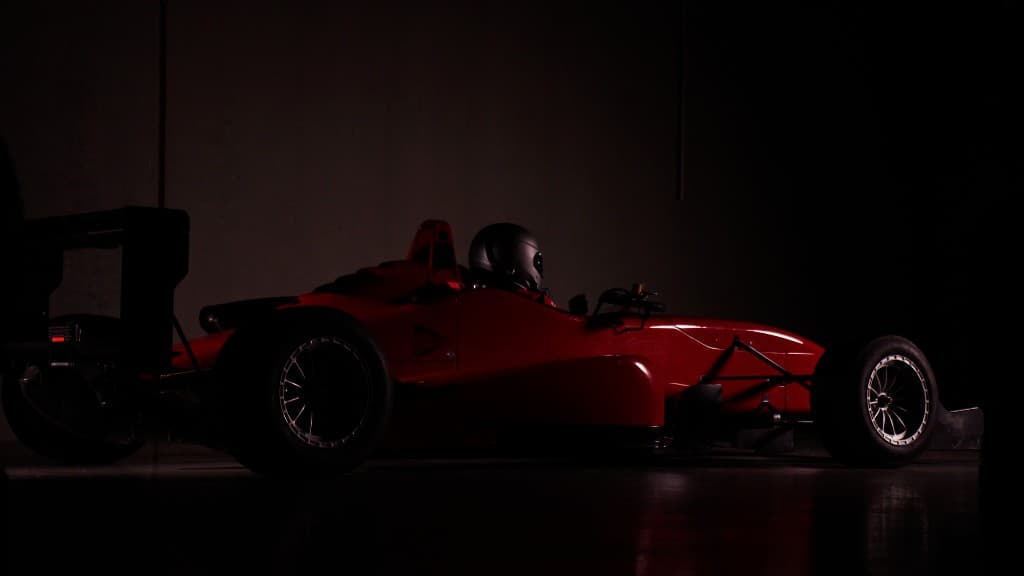 A finished race car in the Autodesk commercial