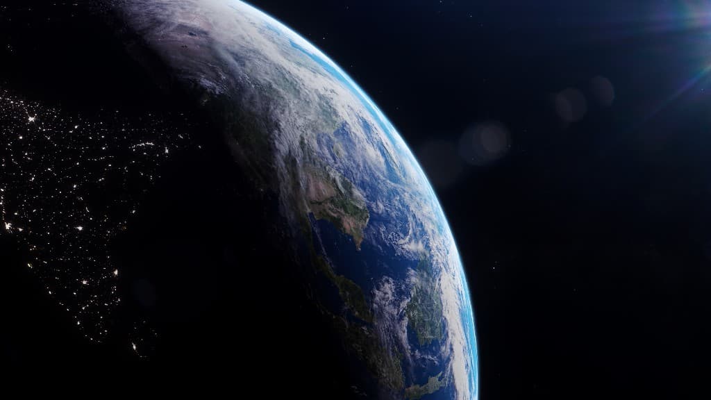 Earth and the moon in the opening of the Autodesk commercial