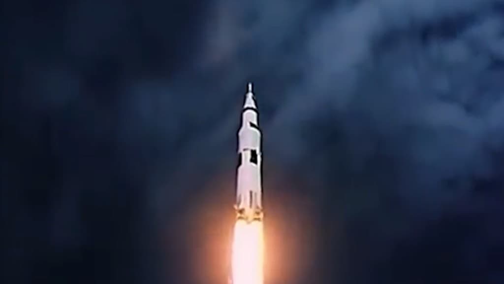 A rocket launch in the Autodesk commercial's space sequence